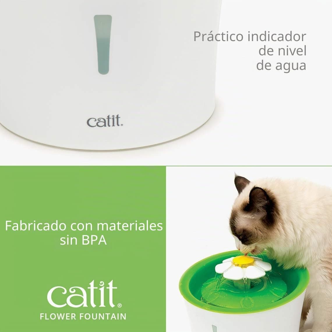 Catit Bebedero Fuente Flor 3, 3 L, con Iluminación LED Nocturna y Filtro Multietapa — foto 2