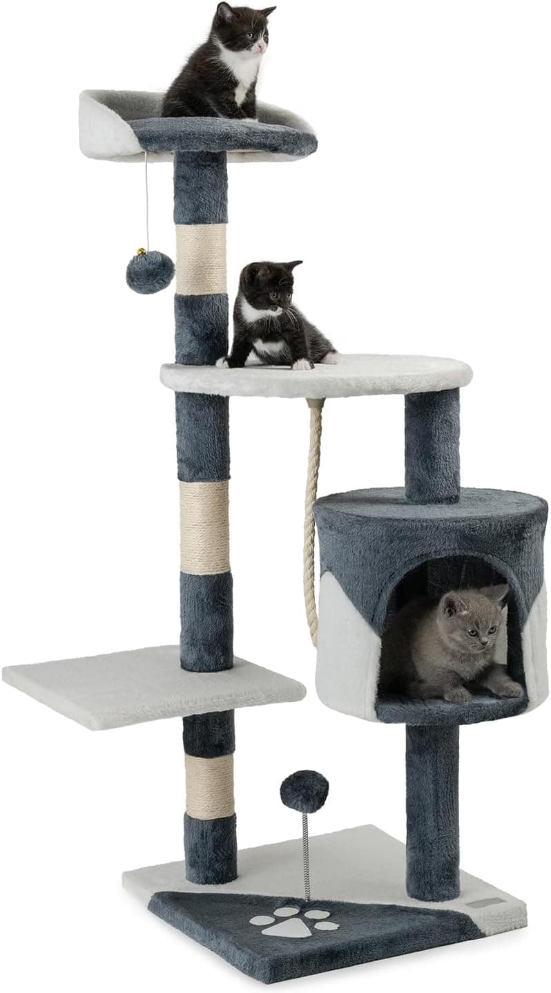 lionto Árbol Rascador para Gatos, Altura 112 cm, Gris Claro — foto 2