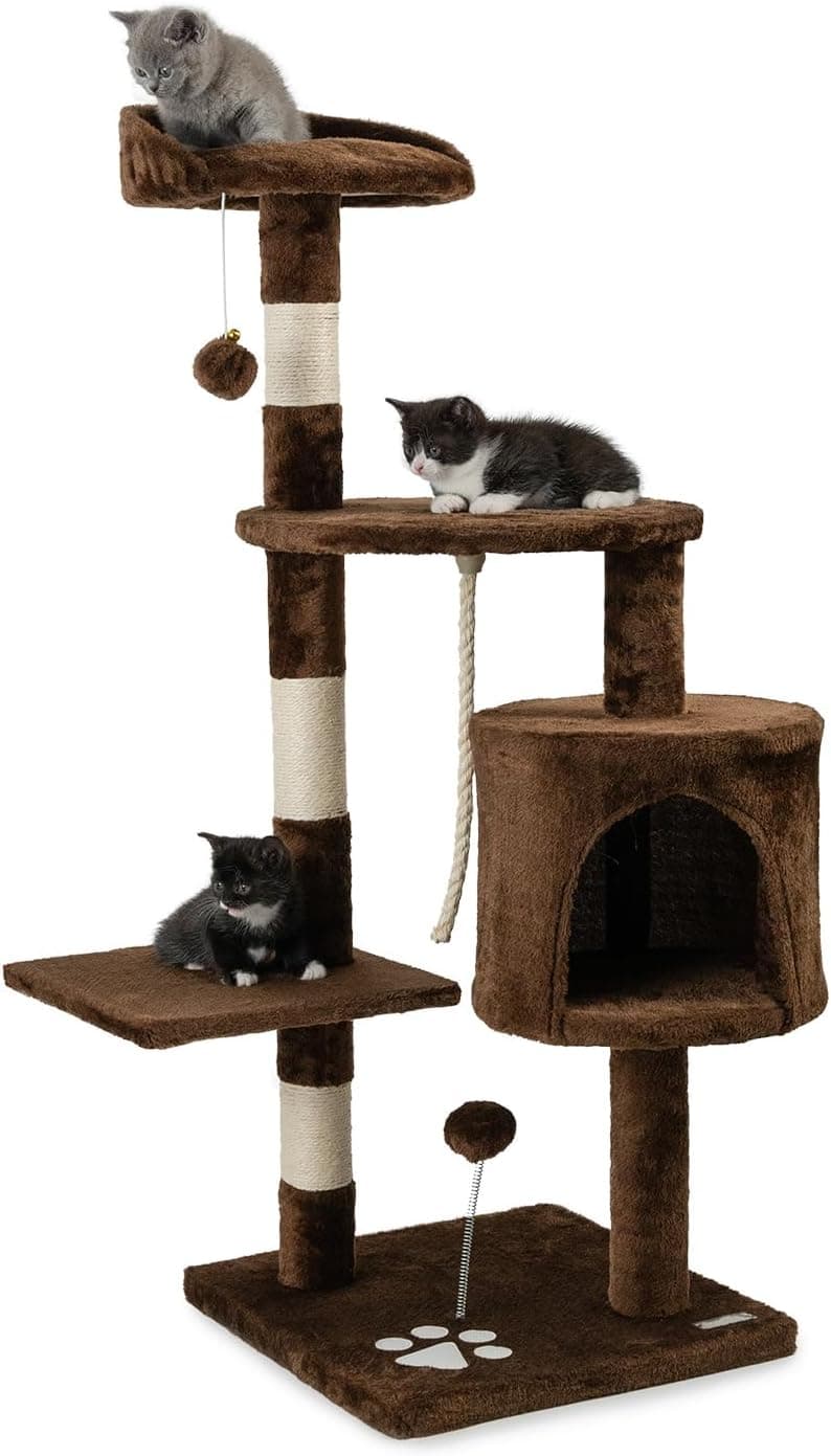 lionto Árbol Rascador para Gatos, Altura 112 cm, Gris Claro — foto 3