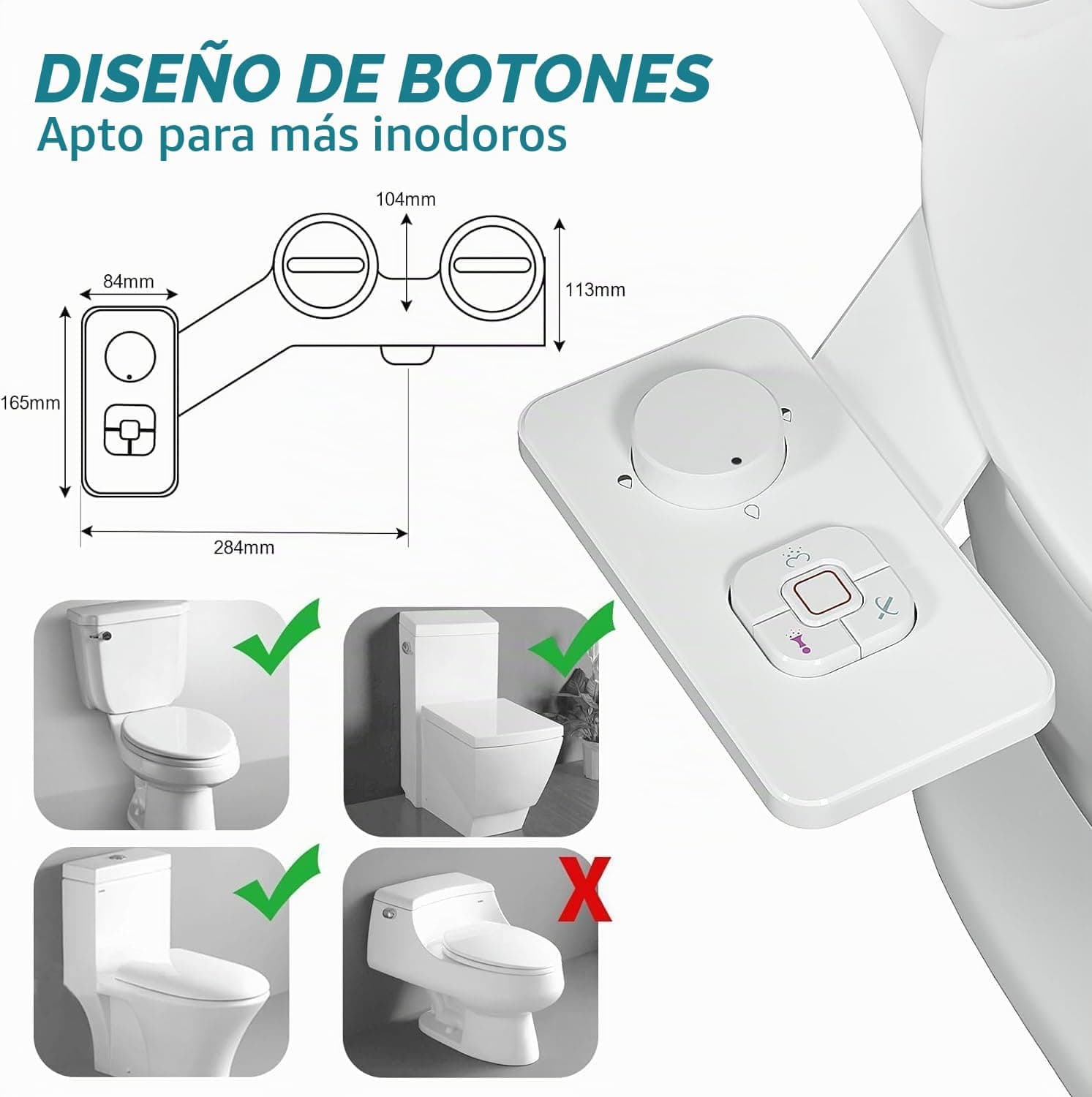 SAMODRA Bidet para WC, Adaptador de Ducha Bidet No Eléctrico con Doble Boquilla — foto 3