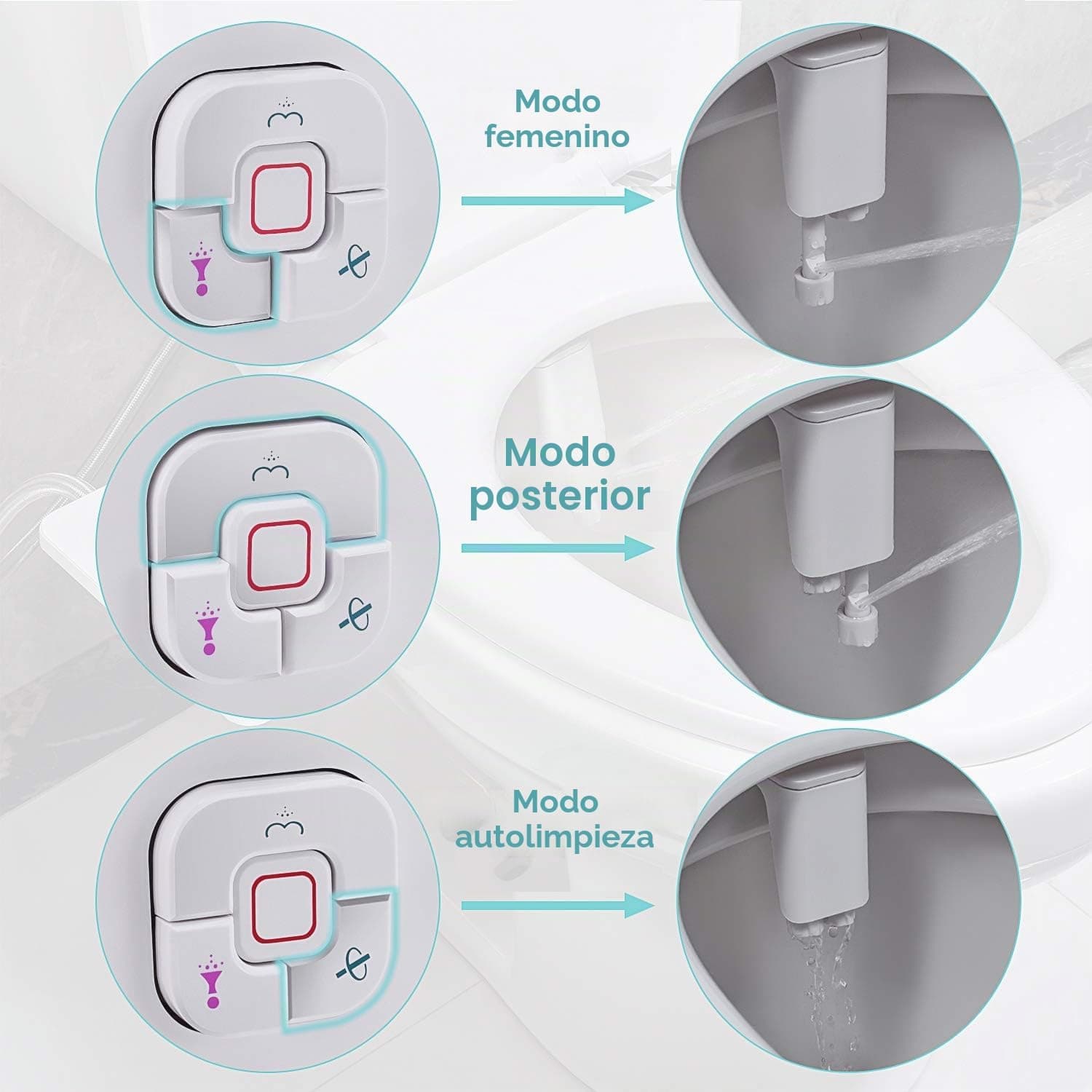 SAMODRA Bidet para WC, Adaptador de Ducha Bidet No Eléctrico con Doble Boquilla — foto 4