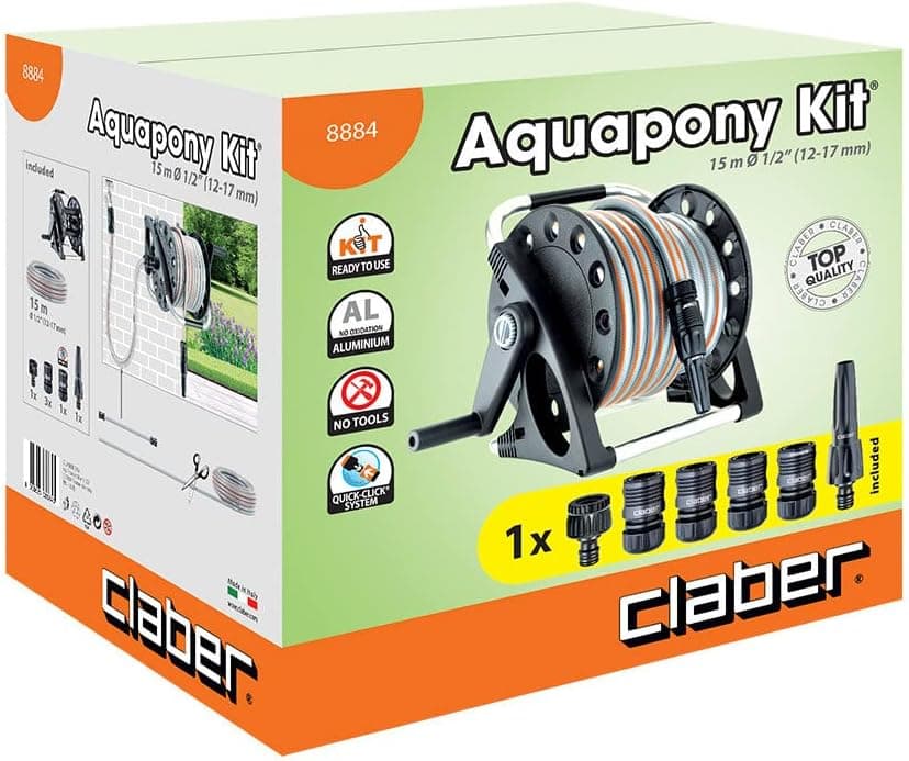 Claber Aquapony Kit, Portamanguera Compacto con Manguera de 15 m — foto 4