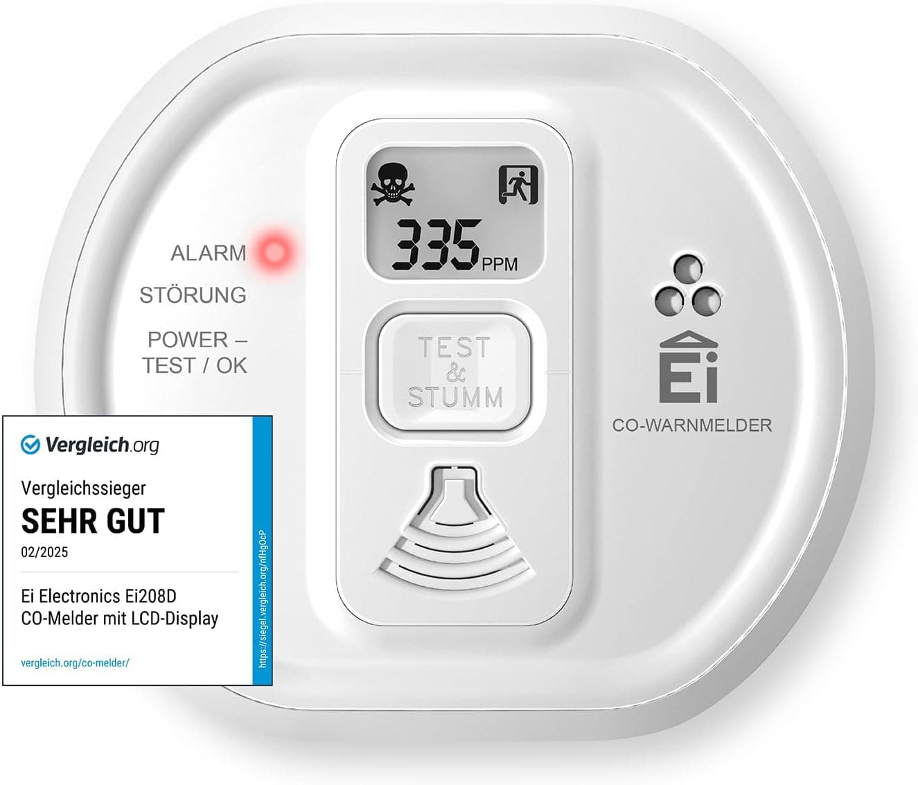 Ei Electronics Ei208D Detector de Monóxido de Carbono con Pantalla LCD