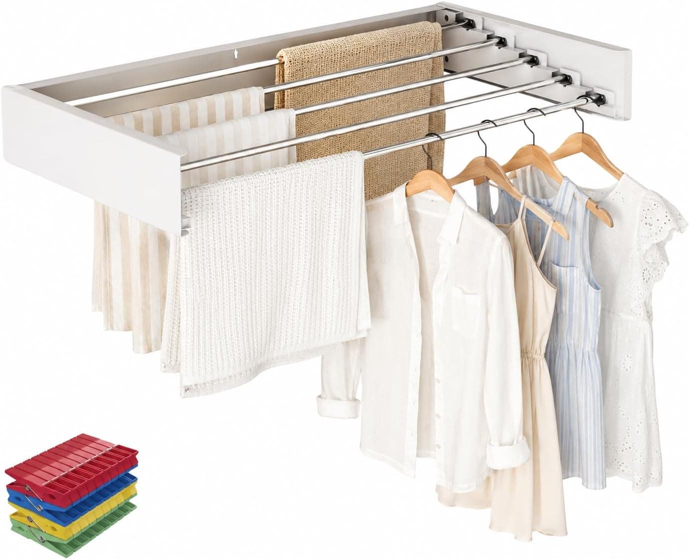 JANDTEK Tendedero de Pared Plegable y Extensible 80 cm