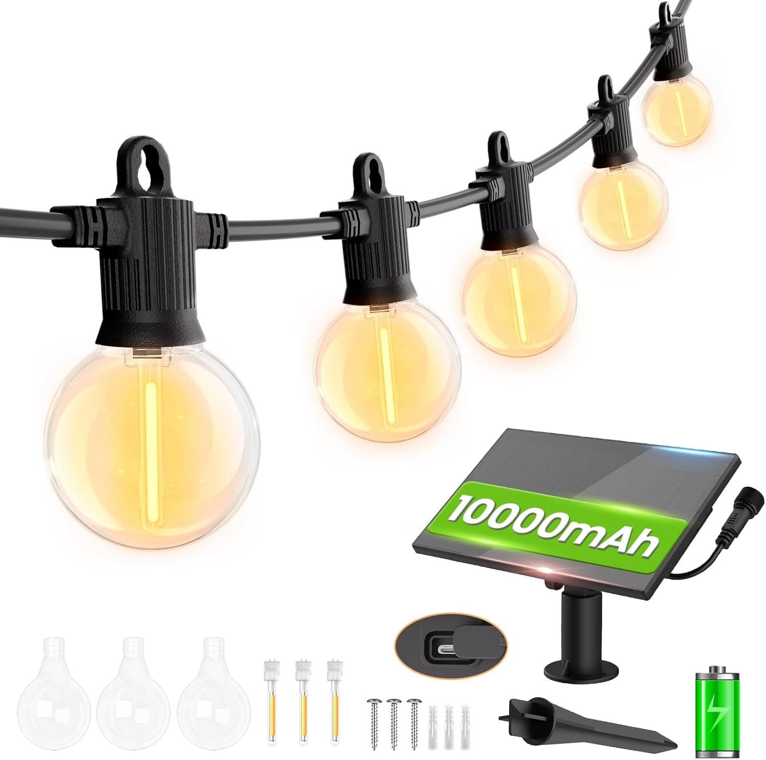 ZOTOYI Guirnalda Luminosa Exterior 15 Metros, Cadena de Luces G40 Impermeable IP65, 20+2 Bombillas LED — foto 4