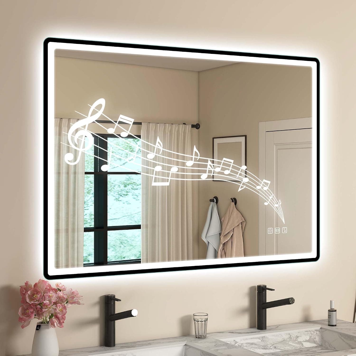 STARLEAD Espejo de Baño con Luz LED y Bluetooth 60x80cm, Antivaho, Regulable, 3 Colores de Luz — foto 3