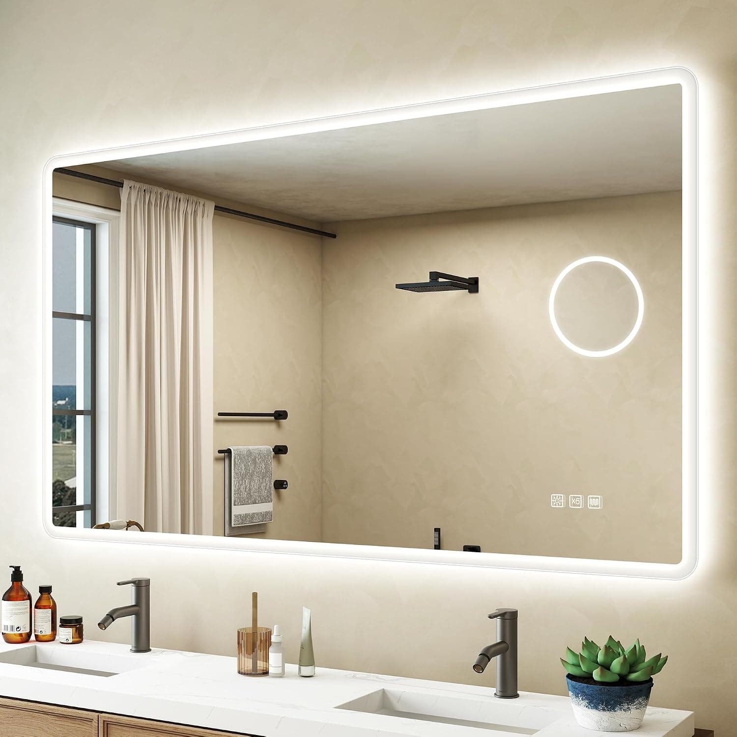 STARLEAD Espejo de Baño con Luz LED y Bluetooth 60x80cm, Antivaho, Regulable, 3 Colores de Luz — foto 4