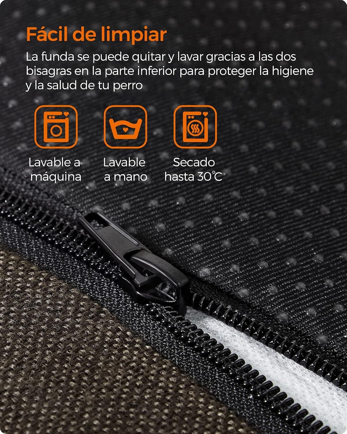 Feandrea Cama para Perros, Sofá de Lino con Bordes Elevados, Funda Extraíble Lavable, Talla M — foto 4