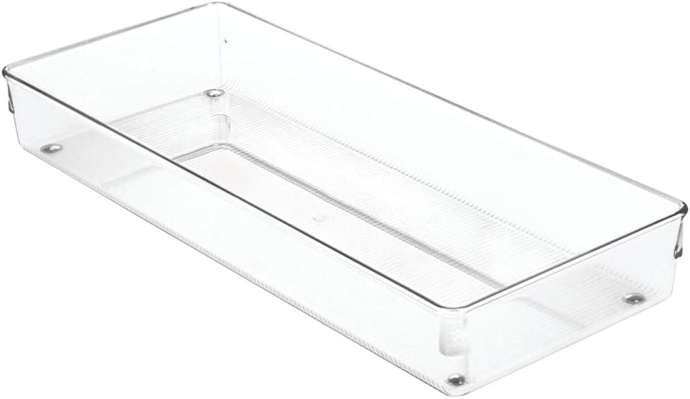 iDesign Linus Organizador de cajones, cubertero para cajones de cocina mediano en plástico para guardar cubiertos y otros utensilios, transparente
