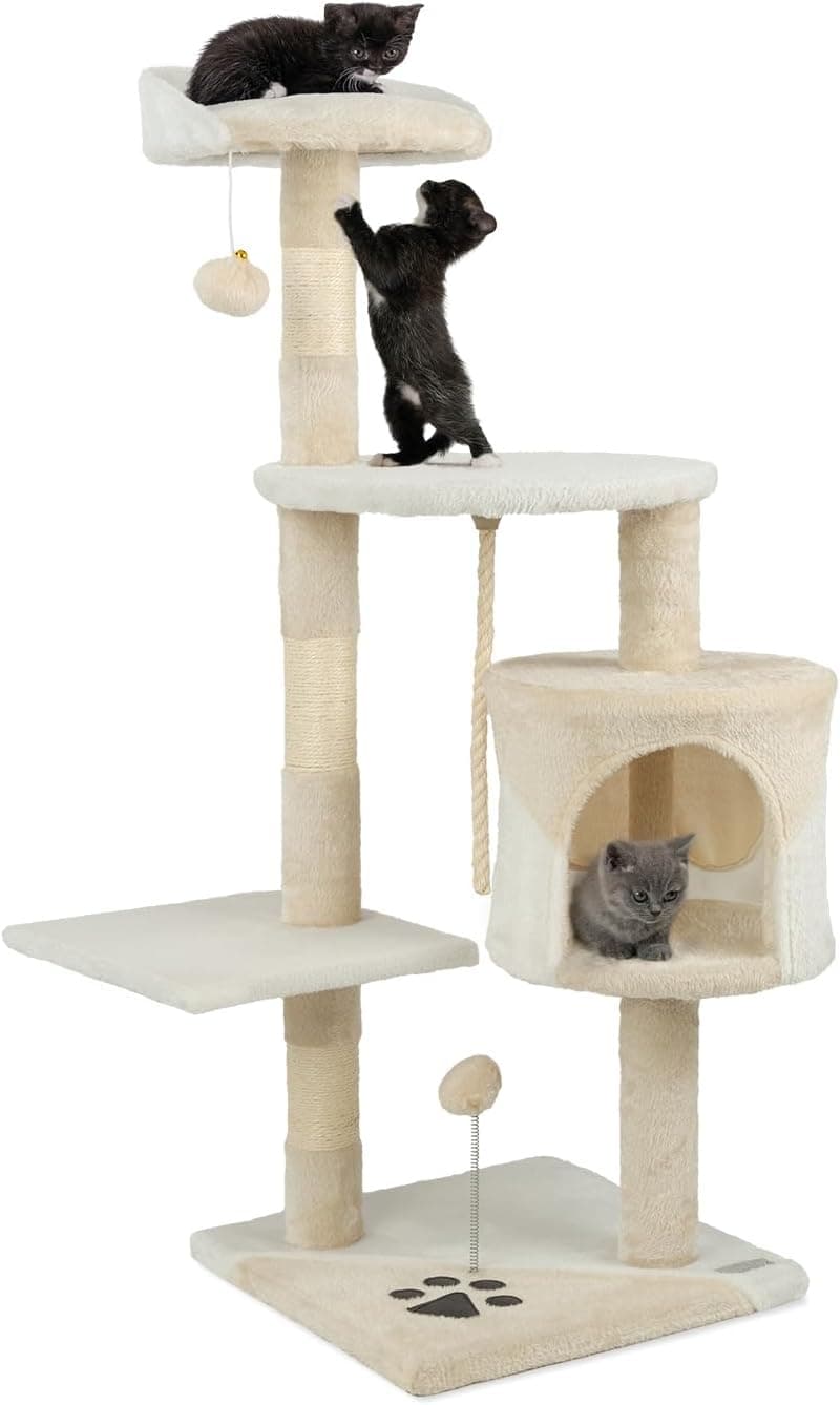 lionto Árbol Rascador para Gatos, Altura 112 cm, Gris Claro