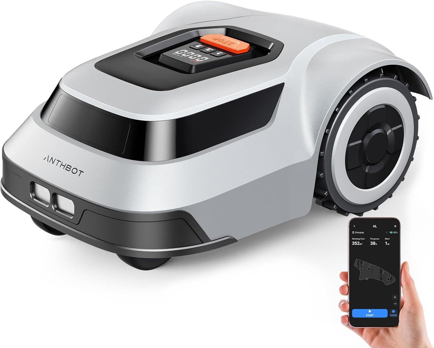 ANTHBOT Pion Robot Cortacésped Automático hasta 1000 m², Cable Delimitador MAX 180m, Control por App, Mapeo Automático