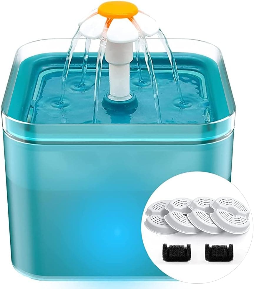 AONBOY Fuente de Agua para Gatos 2L, Bebedero Automático Silencioso con Filtro de Carbón Activo y Sensor de Movimiento