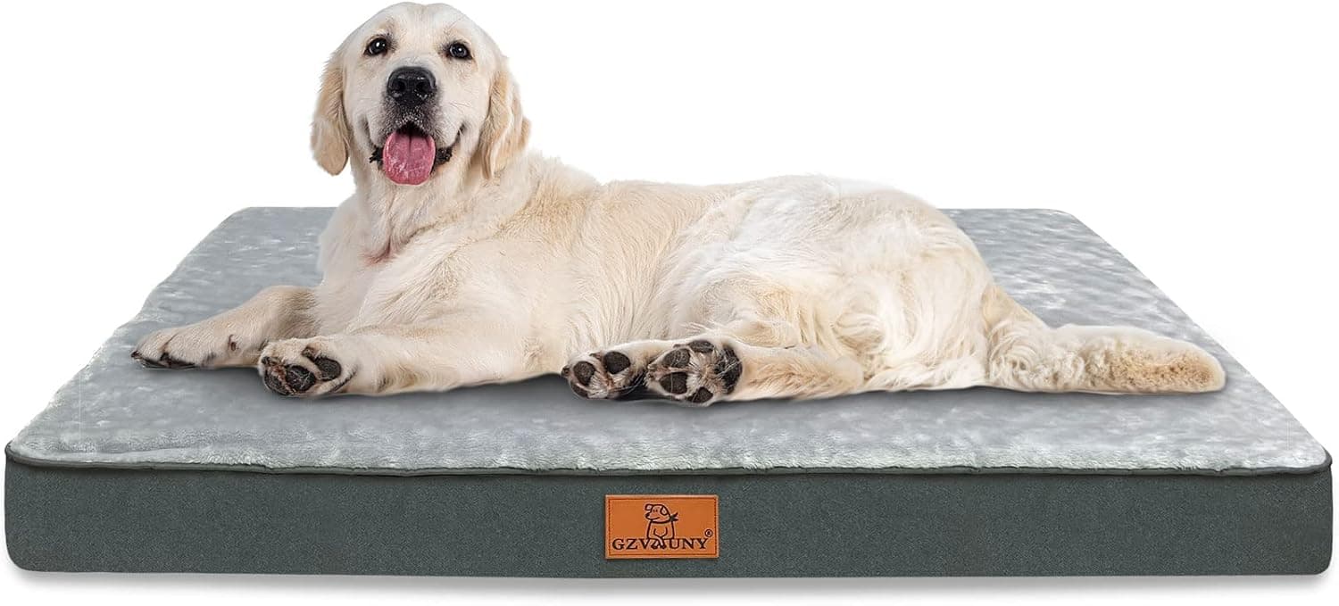 Gzvxuny Cama para Perros Grande, Ortopédica e Impermeable, Espuma Tipo Cartón de Huevo, Antideslizante, 90x60x8 cm