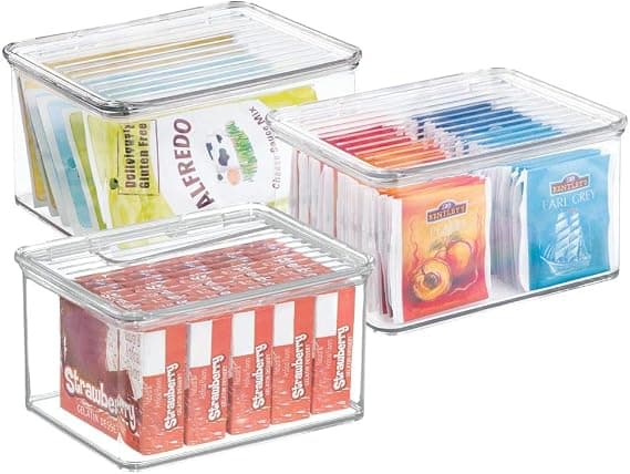 mDesign Caja Apilable de Plastico con Tapa