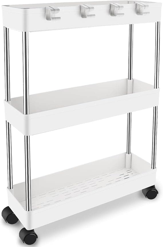 Zosenyer Carrito Auxiliar de Bano con Ruedas, 3 Estantes