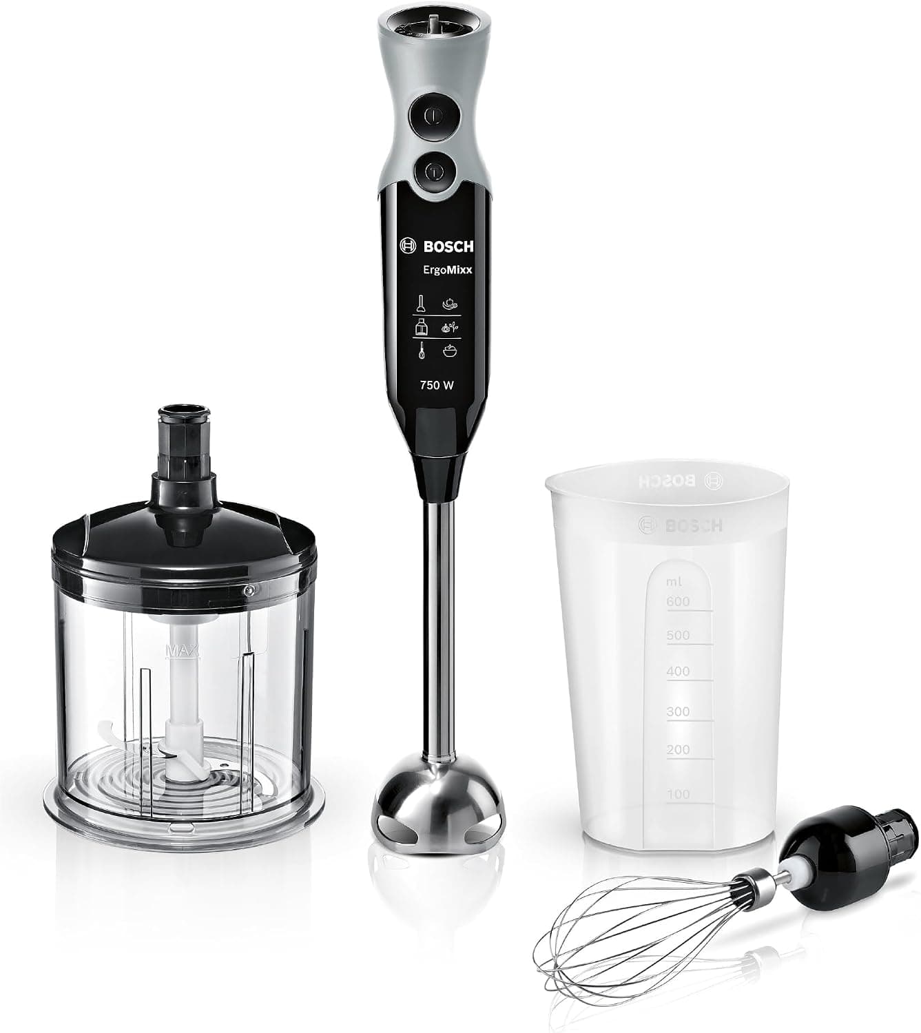 Bosch ErgoMixx MSM67160 Batidora de mano 750W con picadora y vaso