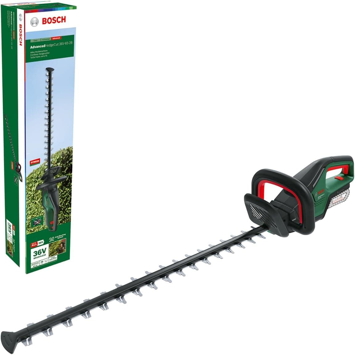 Bosch AdvancedHedgeCut 36V-65-28 Cortasetos a Batería, Motor sin Escobillas, Cuchilla de 65 cm