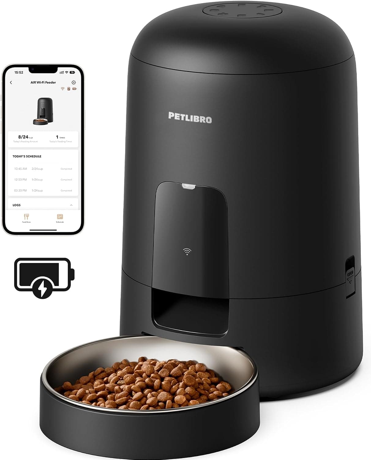 PETLIBRO Air Comedero Automático para Gatos, WiFi 2.4G, con Batería, Control por App, 1-10 Comidas al Día, 2L