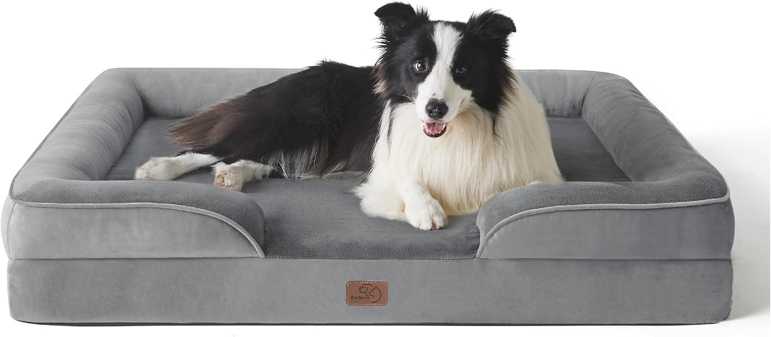 Bedsure Sofá Cama Ortopédico para Perros Grande, Colchón Desenfundable y Lavable, Forro Impermeable, Espuma Viscoelástica
