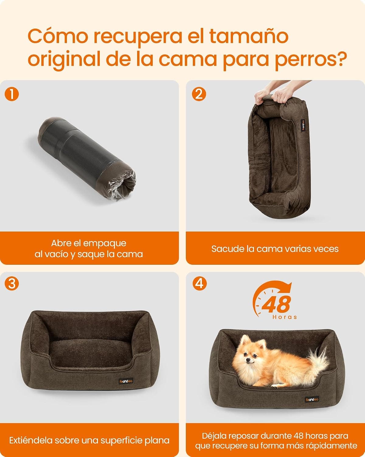 Feandrea Cama para Perros, Sofá de Lino con Bordes Elevados, Funda Extraíble Lavable, Talla M