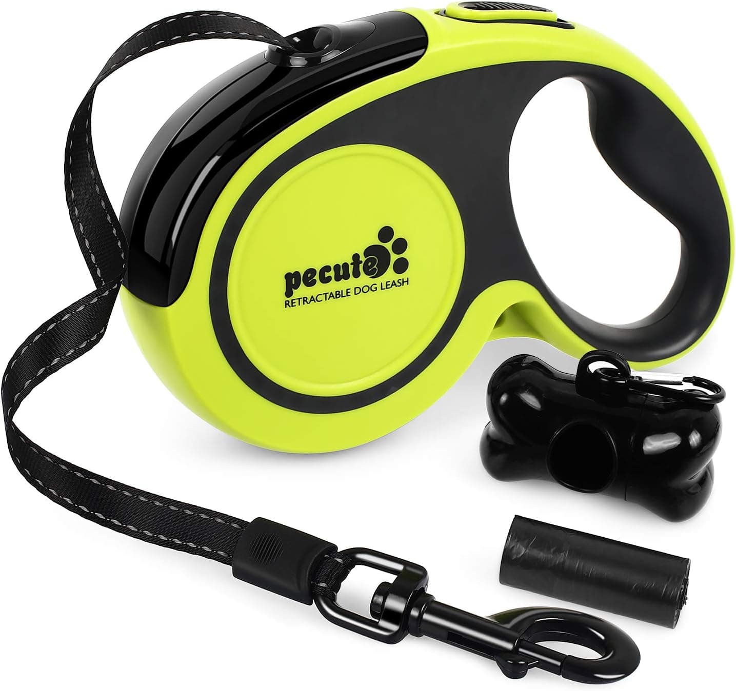Pecute Correa Extensible/Retráctil para Perros 10M, hasta 50 kg, con Bandas Reflectantes