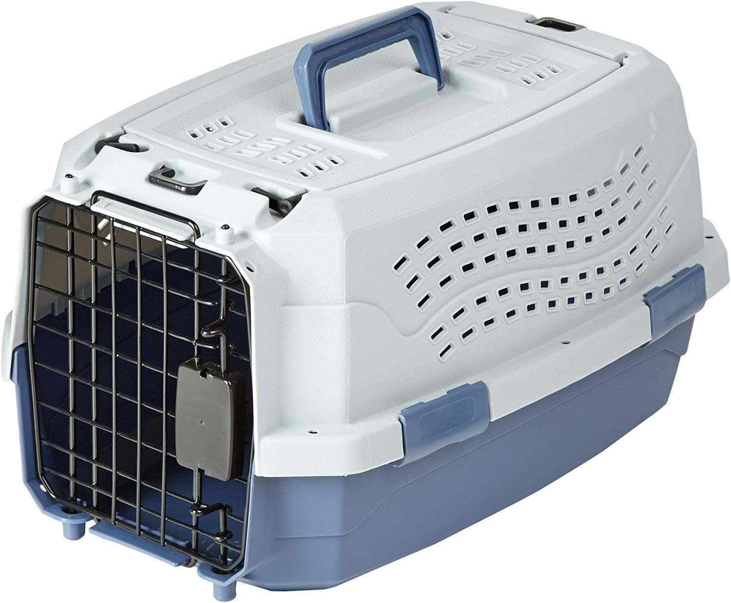 Amazon Basics Transportín con 2 Puertas y Carga Superior para Gatos, 48 cm, Azul