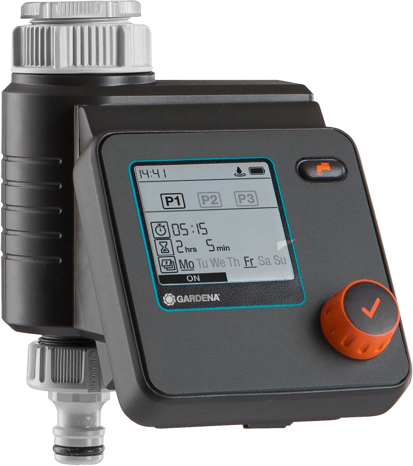 Gardena Watering Scheduler Select Programador de Riego, 3 Programaciones para Riego Flexible, Función Water Now