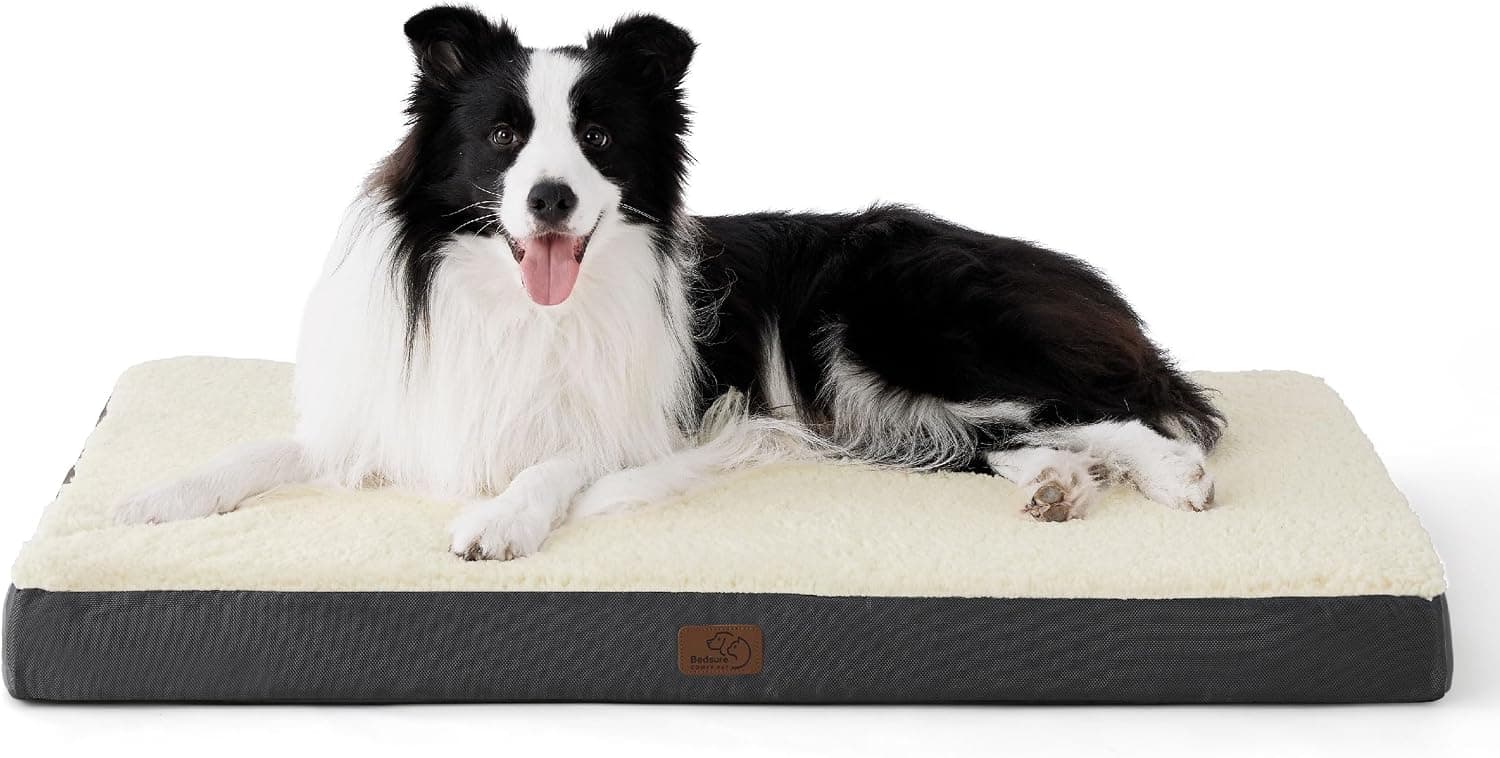 Bedsure Cama Ortopédica para Perros Grande, Colchón Lavable con Espuma Tipo Cartón de Huevo, 91x69x7.5 cm