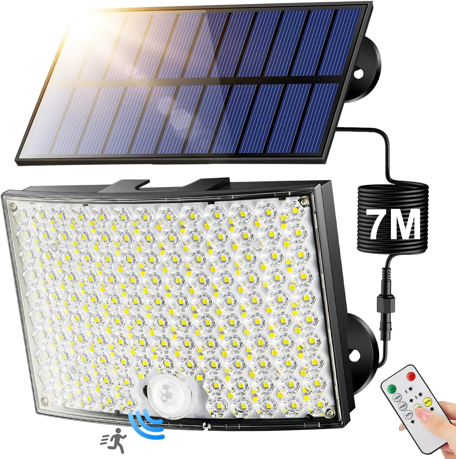 COOLNIGHT Focos LED Solares Exterior con Sensor de Movimiento, 268 LED, 5 Modos, IP65, Alcance 7 Metros