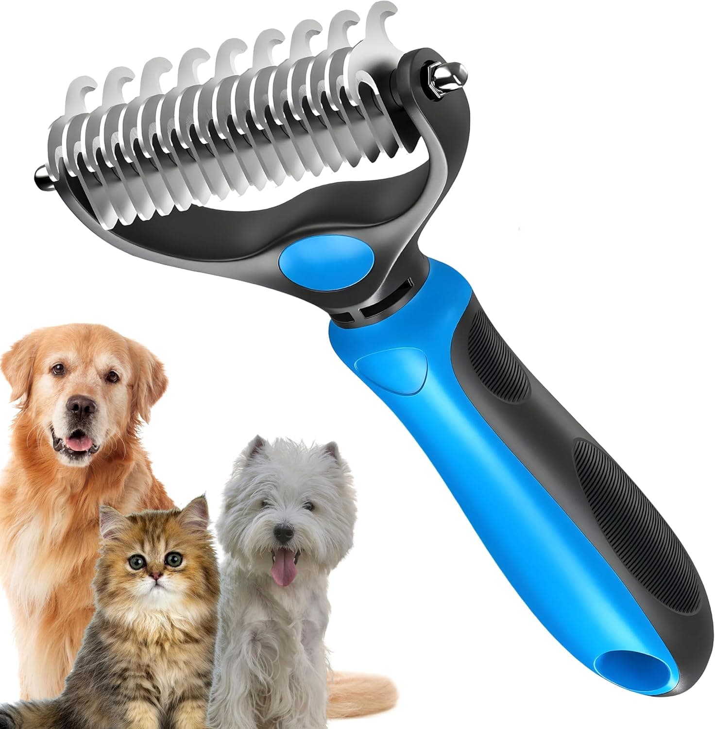 ACM Deslanador y Cepillo para Perros y Gatos de Pelo Largo, Cabezal de Acero Inoxidable